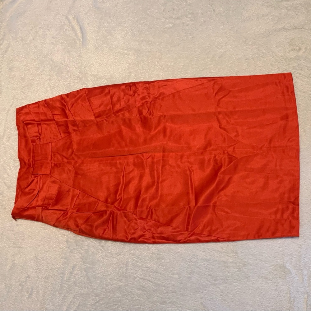 Vibrant Red Ruched Midi Pencil Skirt for Casual Wear